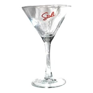 Stoli Branded Martini Glass Embossed Logo Red 6” Tall Distillery Collectible